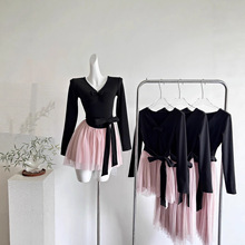 瑞 威 瑟 浪漫埃菲尔 秋纯欲千金风法式网纱连衣短裙