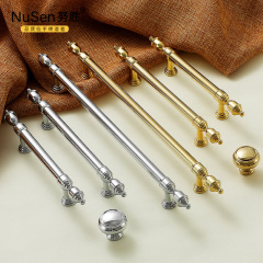 輕奢法式衣櫃拉手純銅現代簡約亮銀色鍍鉻抽屜單孔柜子全銅門把手