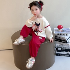女童春季套装2025新款洋气小女孩卡通休闲儿童潮流春秋可爱两件套