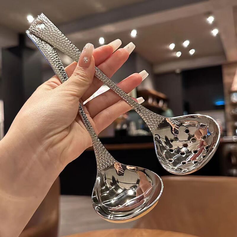 ステンレススプーンのスプーンセットの高颜値ハンマーの長い柄の火鍋スプーンの家庭用台所のスプーンはロゴを印刷することができます。|undefined