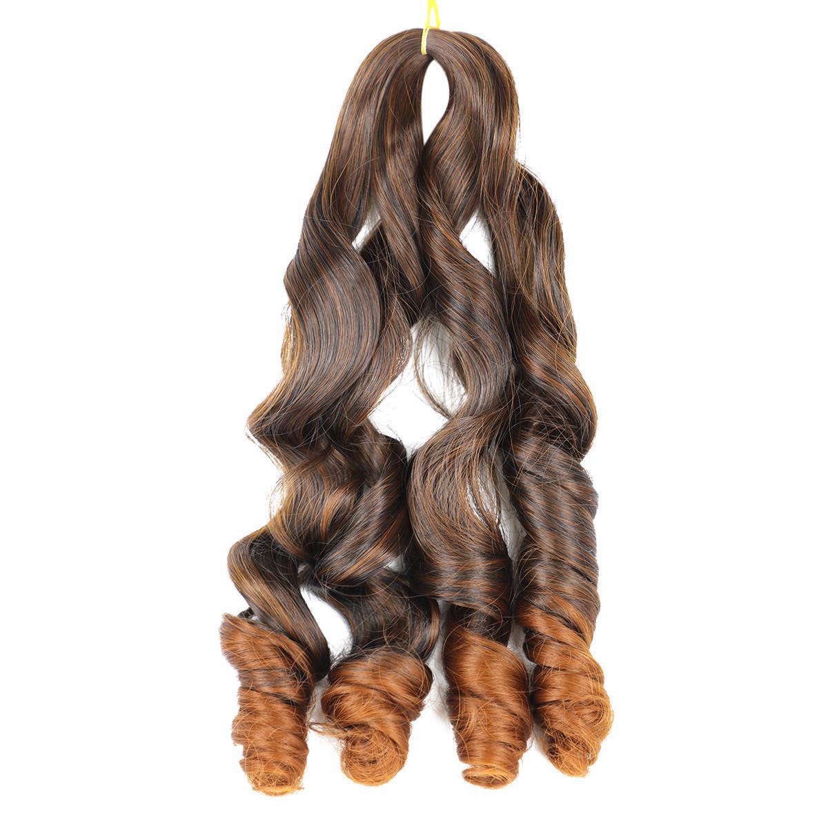 Peruca europea y americana floja onda crochet cabello de ganchillo trenzado fibra química ondulado gran rollo cabello de cabello