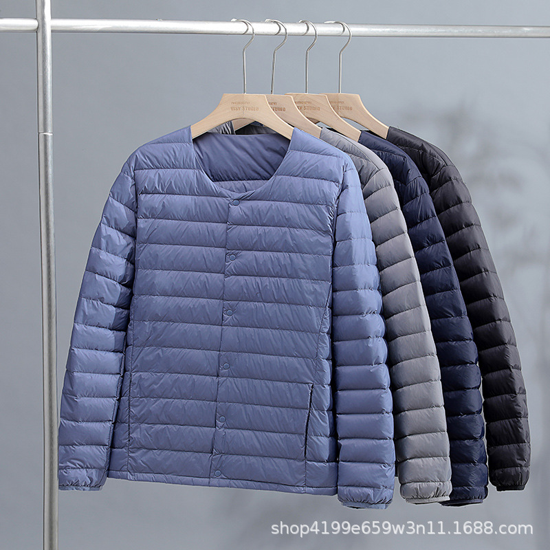 Men's Round Neck V-Neck Dual-Use Ultra-Lightweight down Jacket with White Duck Down, Lightweight and Warm down Jacket Liner Men's Round Neck V-Neck Dual-Use Ultra-Lightweight down Jacket with White Duck Down, Lightweight and Warm down Jacket Liner
