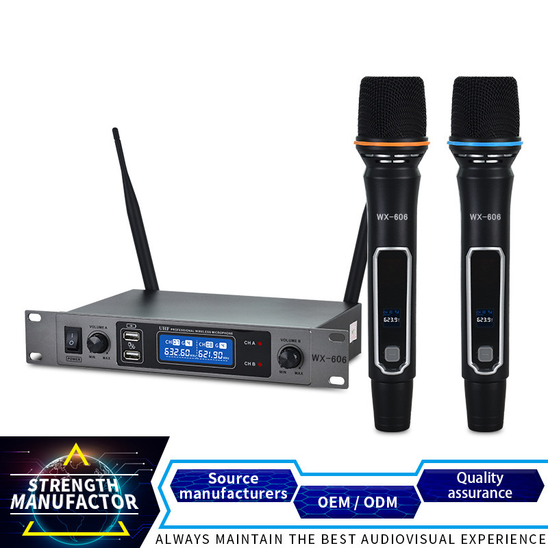 无线麦克风跨境一拖二舞台演出音响车载扩音器卡拉OK家用动圈话筒