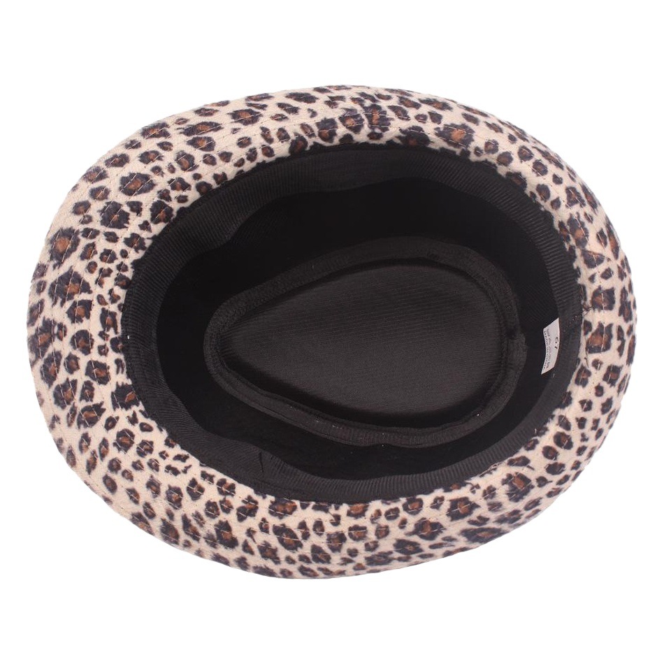 Sombrero de leopardo con estampado de leopardo para hombres y mujeres Sombrero de jazz Sombrero de comercio exterior europeo y americano Sombrero de otoño e invierno con estampado de leopardo pequeño sombrero de alto rendimiento en el escenario