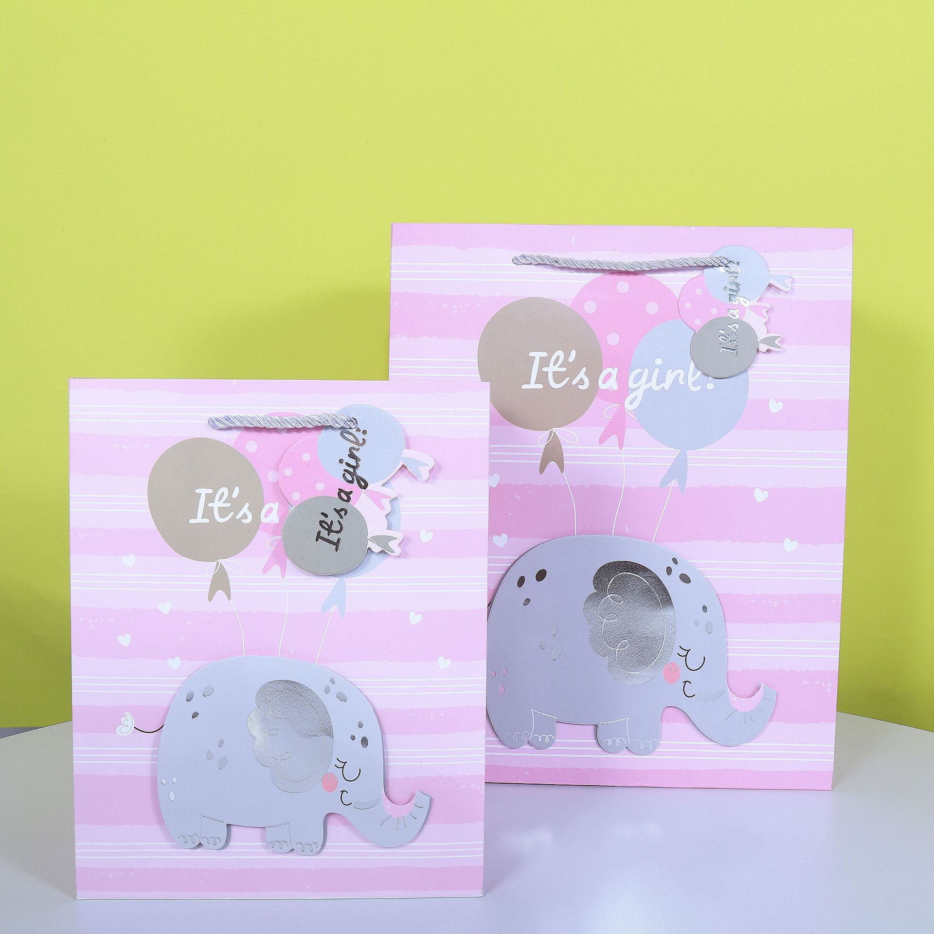 小獅子白卡禮品手提袋子大象系列禮物袋粉色淺藍色購物伴手禮