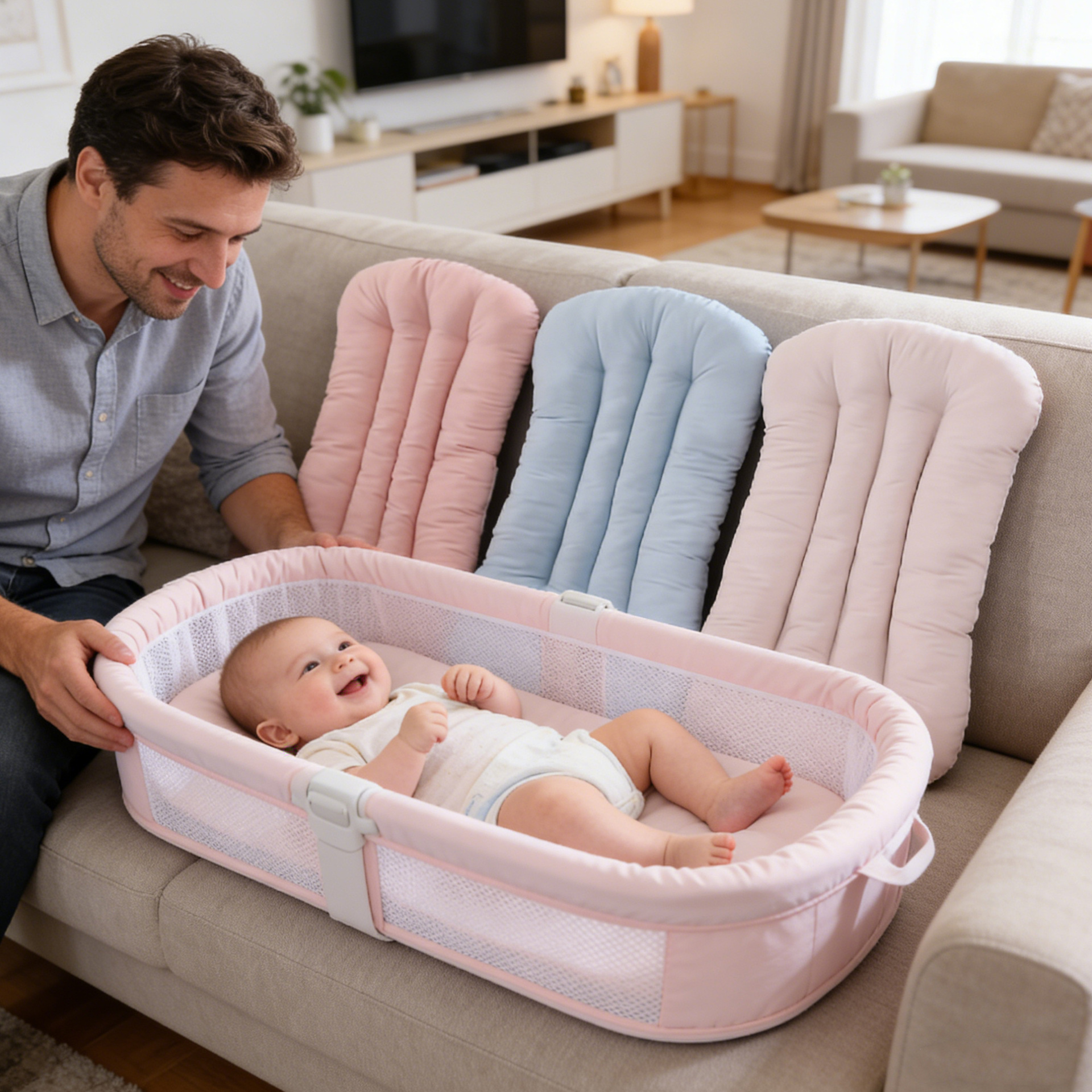 Cross-Border Newborn Multifunctional Diaper Changing Table, Sleep Aid, Car-Mounted Portable Foldable Baby Crib, Uterus-Like Bionic Bed