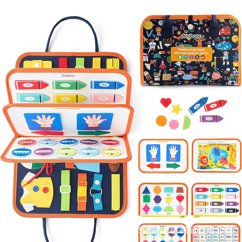 Montessori dinosaurio sentía tablero de aprendizaje ocupado Junta educación de la primera infancia niños Ilustración rompecabezas fieltro tablero de educación temprana Tablero de aprendizaje