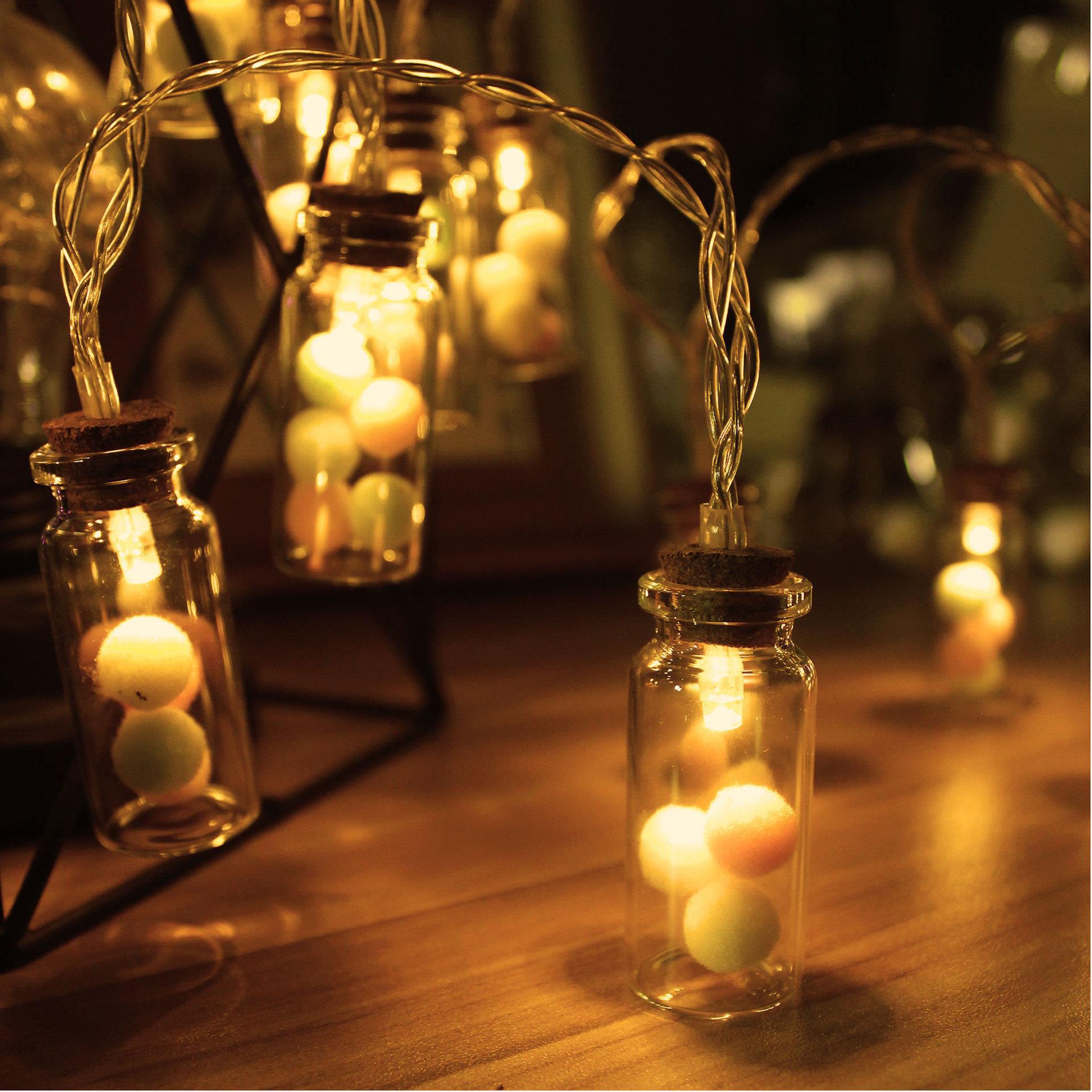 Amazon wishing bottle light string holiday decorative light string Christmas pine light string small ball wishing bottle LED light string