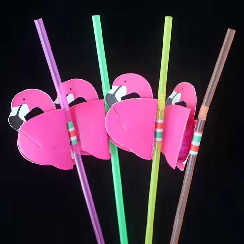 Partido creativo paja plástico bebida paja foto apoyos tridimensional panal Flamingo forma decorativa paja