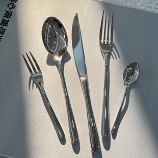Silver mink hotel high-end knife and fork 304 stainless steel suit Western steak knife small spoon tea spoon mat serving spoon