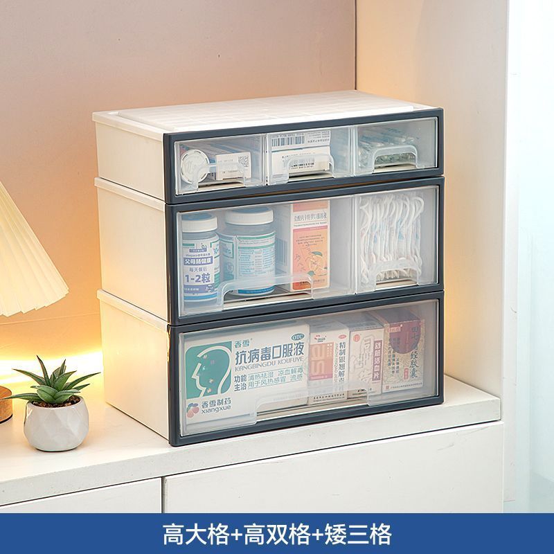 家用药箱家庭装大号抽屉式常用药品收纳盒多层大容量透明分类药柜|undefined