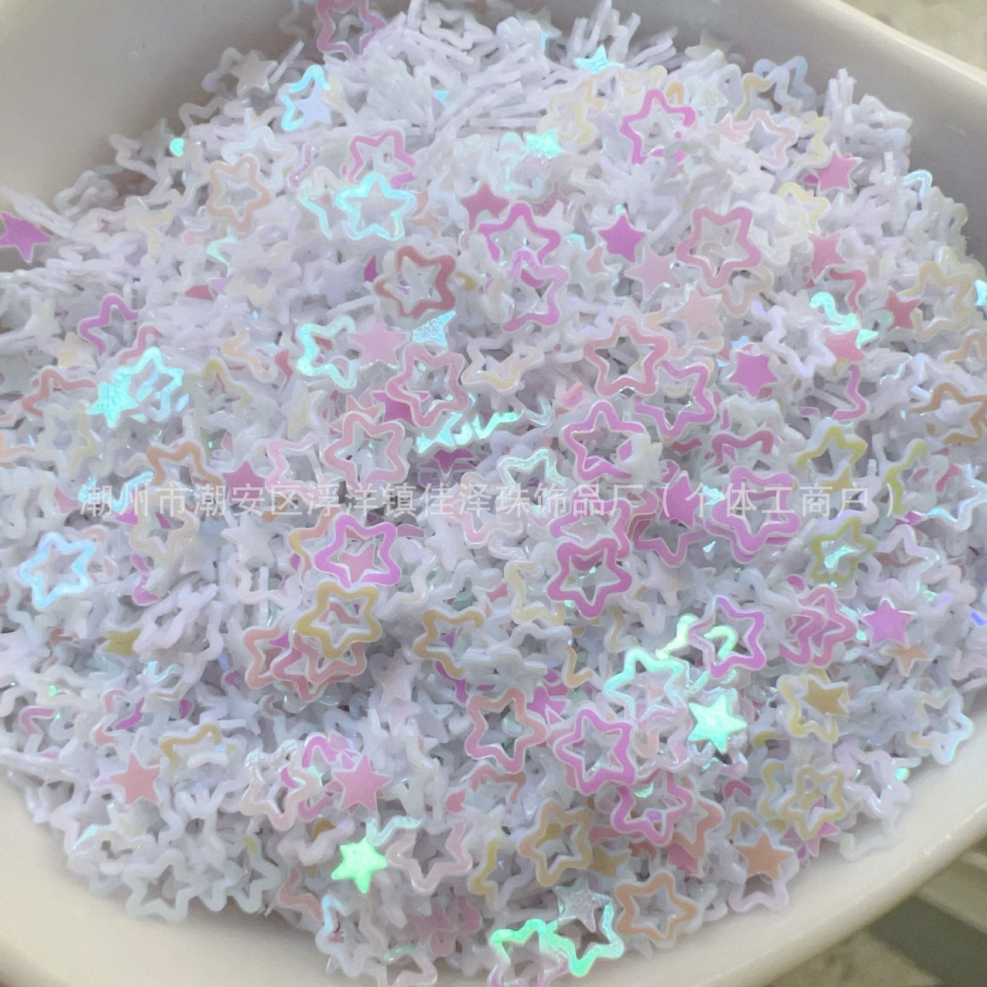 4MM 중공 다섯개 별 매직 컬러 네일 아트 스팽글 가방 장식 DIY 크리스탈 진흙 점액 필러 제조 업체