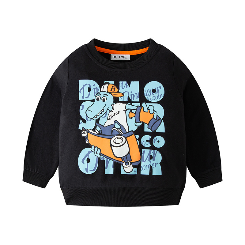 Sudadera de punto con cuello redondo estilo coreano para niños, con estampado de dibujos animados, novedad 2026, top de moda de una pieza para niños, venta al por mayor.