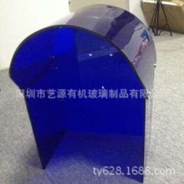 深圳厂家 制作亚克力蓝色弧形热弯防尘罩 机器罩 货柜 有机玻璃加