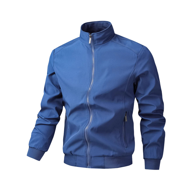 Foreign Trade Cross-Border Amazon Large Size Jacket Men's Outerwear Spring and Autumn Casual Sports Loose Stand-Up Collar Breathable Solid Color Clothing Foreign Trade Cross-Border Amazon Large Size Jacket Men's Outerwear Spring and Autumn Casual Sports Loose Stand-Up Collar Breathable Solid Color Clothing