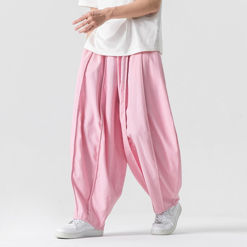 International trade work pants, Tang suit wide-leg radish pants, American hip-hop retro ethnic cotton linen Kung Fu pants