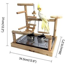 鹦鹉互动游乐场 鹦鹉训练实木站架站杠