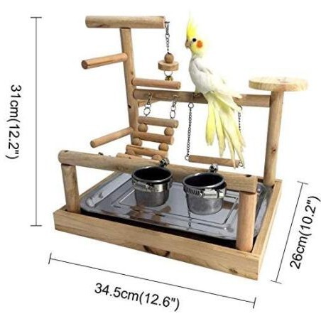 鹦鹉互动游乐场 鹦鹉训练实木站架站杠