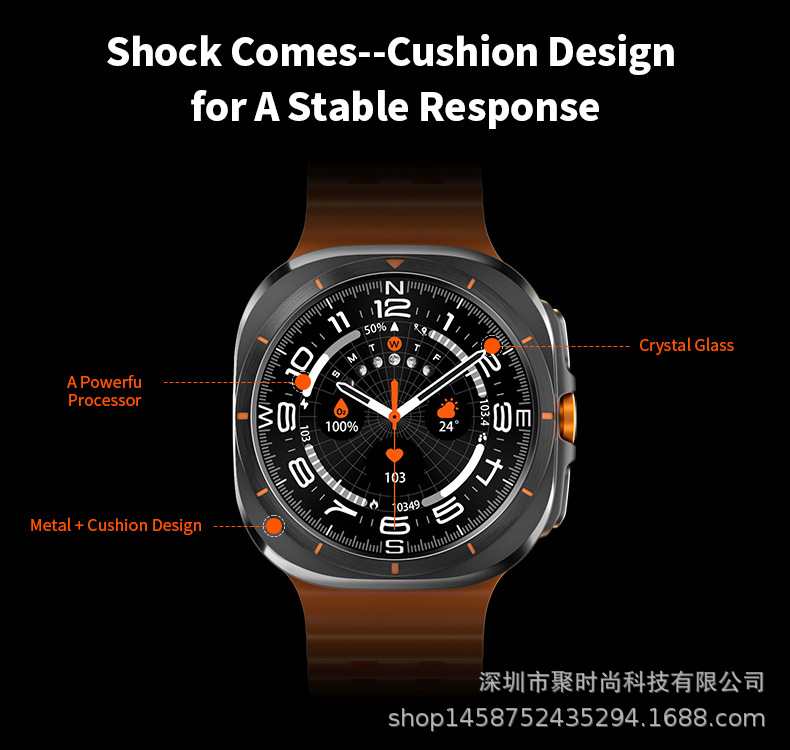js watch7 ultra Bluetooth Call Smartwatch Voice Assistant Weather, Music Heart Rate, Blood Pressure Specification drawing