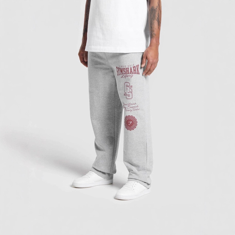 Gymshark Cross-Border New Men's Sports Pants Jogging Fitness Pants Cotton Printed Straight Pants Muscle Shark