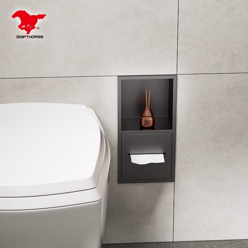 304 Stainless Steel Bathroom Recessed Shelf Toilet Wall Niche Bathroom Paper Towel Holder Wall Cabinet