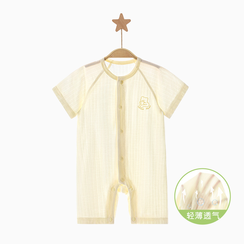 Bebé mono verano hombres y mujeres niños de manga corta delgada mampara transpirable mampara ropa de verano para bebés ropa de recién nacido