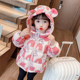 女童羽绒服秋冬季2025新款儿童洋气女宝宝白鸭绒保暖冬款印花外套