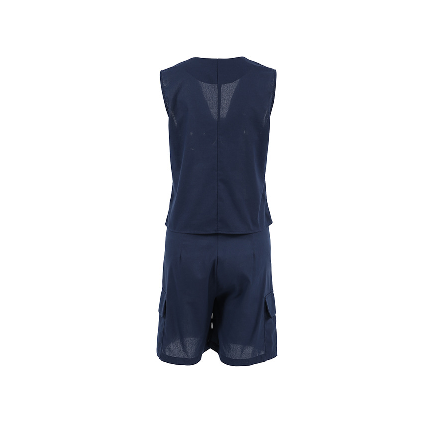 Women's Clothing Spring and summer new cotton and linen breathable V neck sleeveless vest vest suit 2024 fashion new two piece suit for women_voghion.com