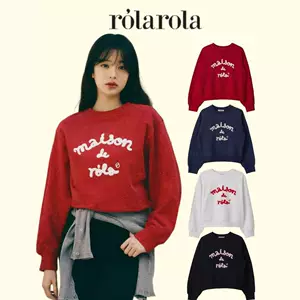 เสื้อกันหนาวแบรนด์นิชมีสไตล์เกาหลี Rolarola สำหรับผู้หญิง ฤดูใบไม้ร่วงและฤดูหนาว แบบเดียวกับจางหยวนอิง เสื้อคอกลมปักตัวอักษร