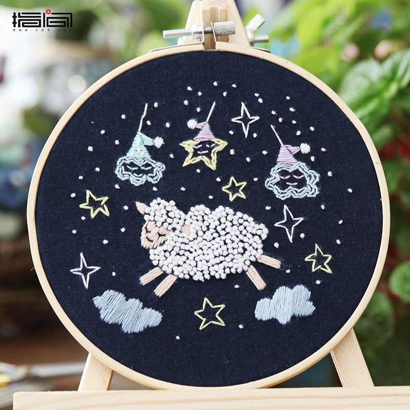 Lindo conejo bordado DIY colgando pintura de los niños Lu bordado puntada primaria práctica punto cruz dibujos animados pequeños adornos de animales