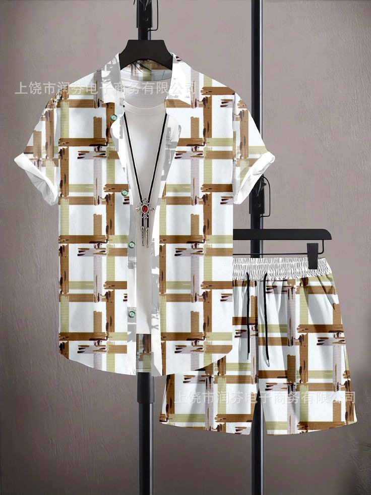 2026 viaje transfronterizo de vacaciones de viento camisa set hombre verano suelto transpirable dos piezas set mar ocio versátil