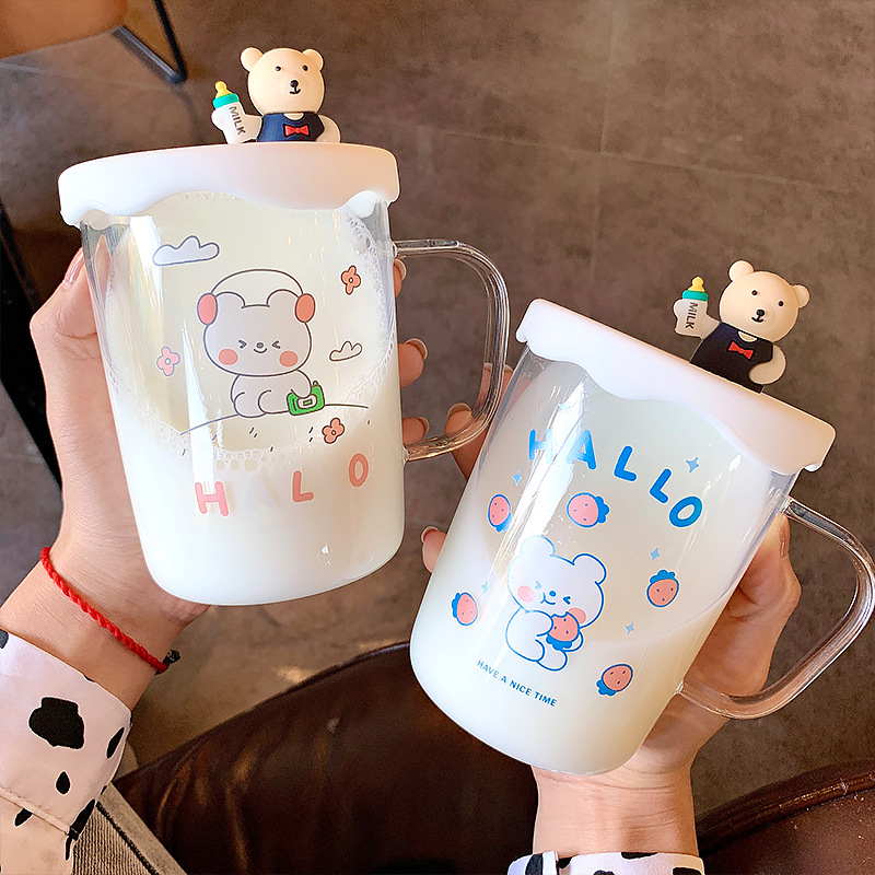Cute Bear Portable Anti-scalding Glass Cup display picture 7