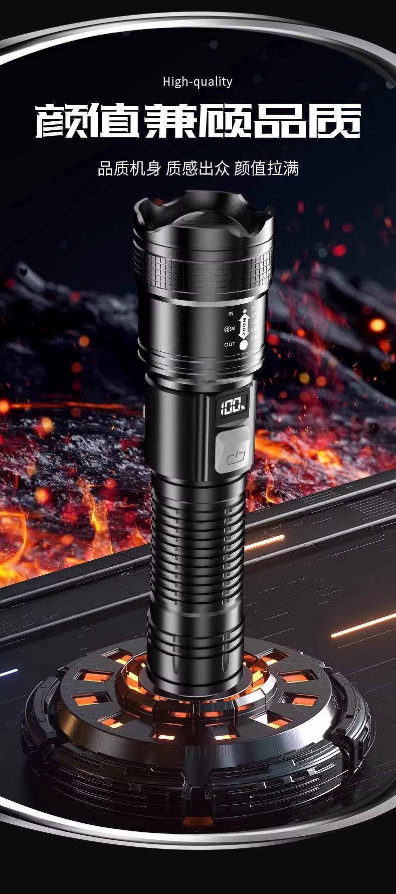 Super Bright Three-Eye Mini Led Flashlight, Strong Light, Rechargeable, Portable Outdoor Lighting, Long-Range, Household Mini Led