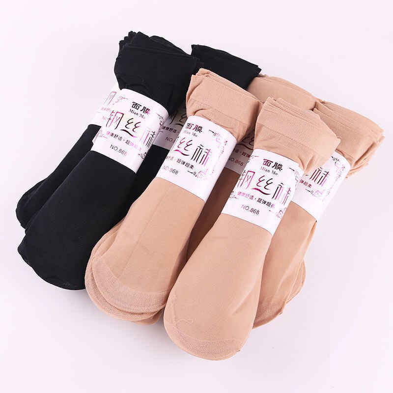 Spring and summer thin durable transparent core-wrapped stockings socks women's short stockings elastic non-hook wire mask socks