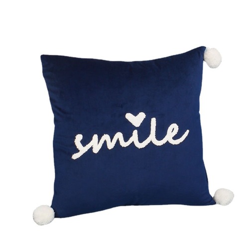 Girly style crystal velvet embroidered letter pillow for home living room square ball sofa cushion bedroom window pillow