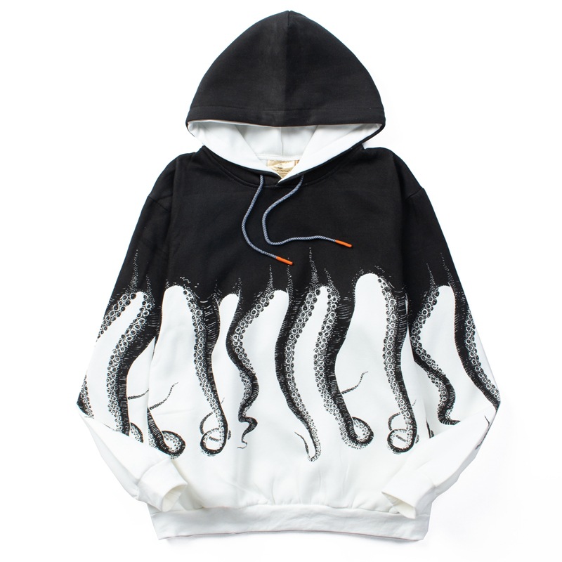 Men's Clothing autumn and winter new high street fashion brand octopus pullover hooded sweatshirt for men and women_voghion.com