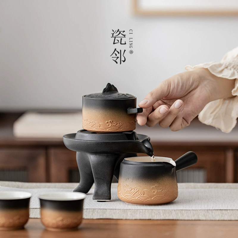 Automatic tea set for home use, teapot, gift box, light luxury style