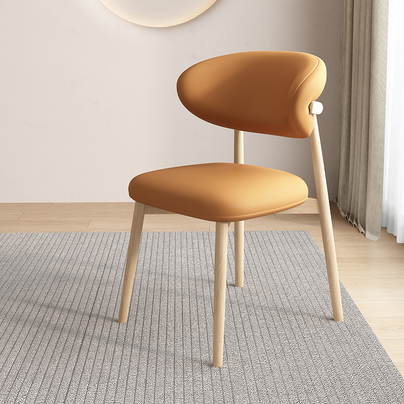 Silla de comedor de madera sólida nórdica, silla de respaldo de paquete blando, taburetes de hoteles, hoteles, casas de muestra, centro de exhibición, sillas de negociación