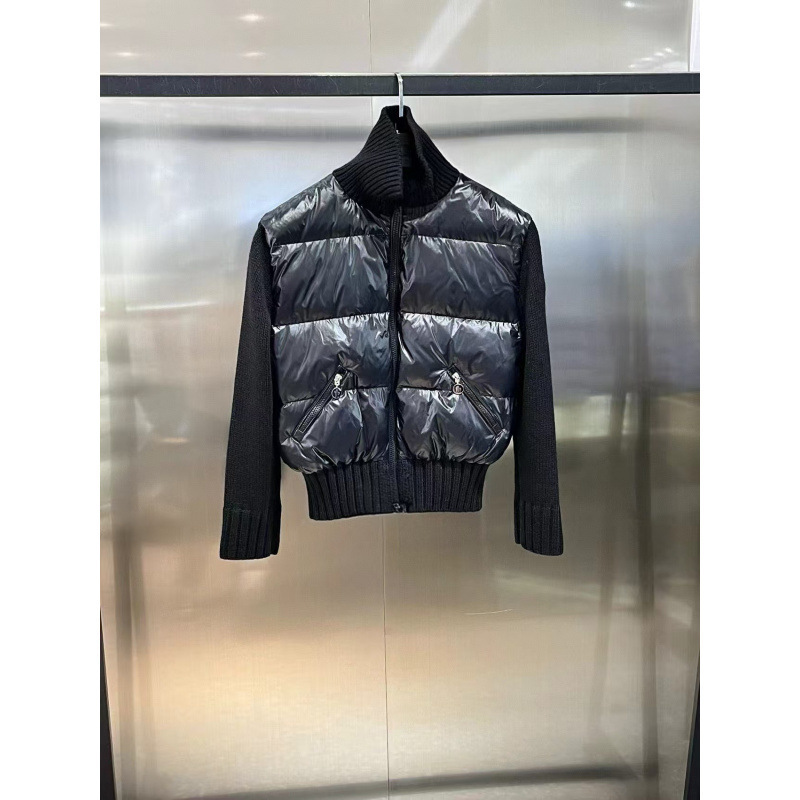 Autumn and Winter m Brand Same Style High Version Hooded Stand Collar Embroidered Wool Knit Spliced down Jacket Short Baseball Jacket Autumn and Winter m Brand Same Style High Version Hooded Stand Collar Embroidered Wool Knit Spliced down Jacket Short Baseball Jacket