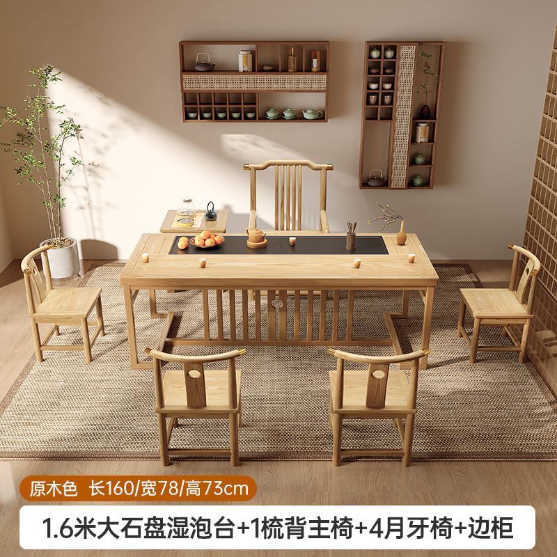 1.6m 습식 버블 테이블 + 빗등받이 의자 1개 + 초승달 의자 4개 + 사이드 캐비닛