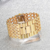 Fashionable square quartz golden watch for leisure stainless steel, 2023