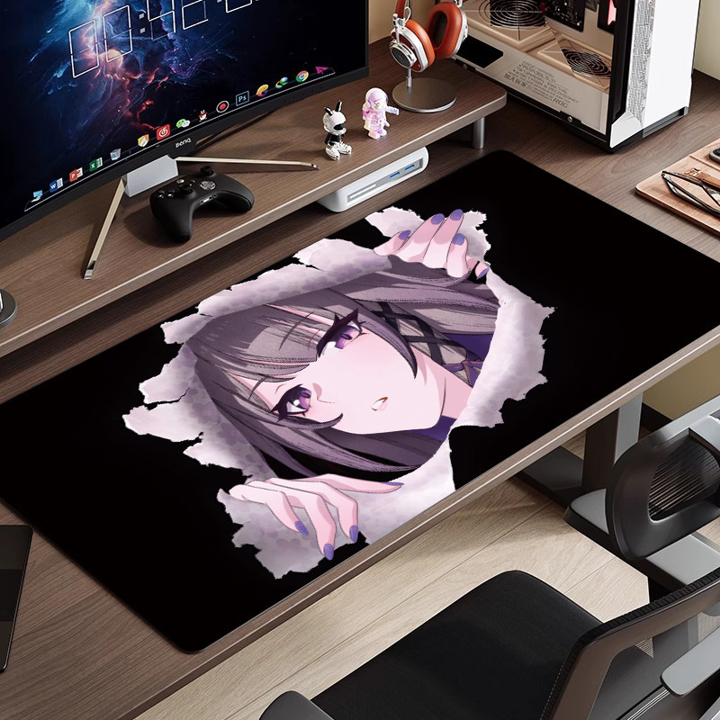 黒と白のアニメマウスパッド特大シンプルな二次元eスポーツボーイズコンピュータデスクパッド大型キーボードパッド|undefined