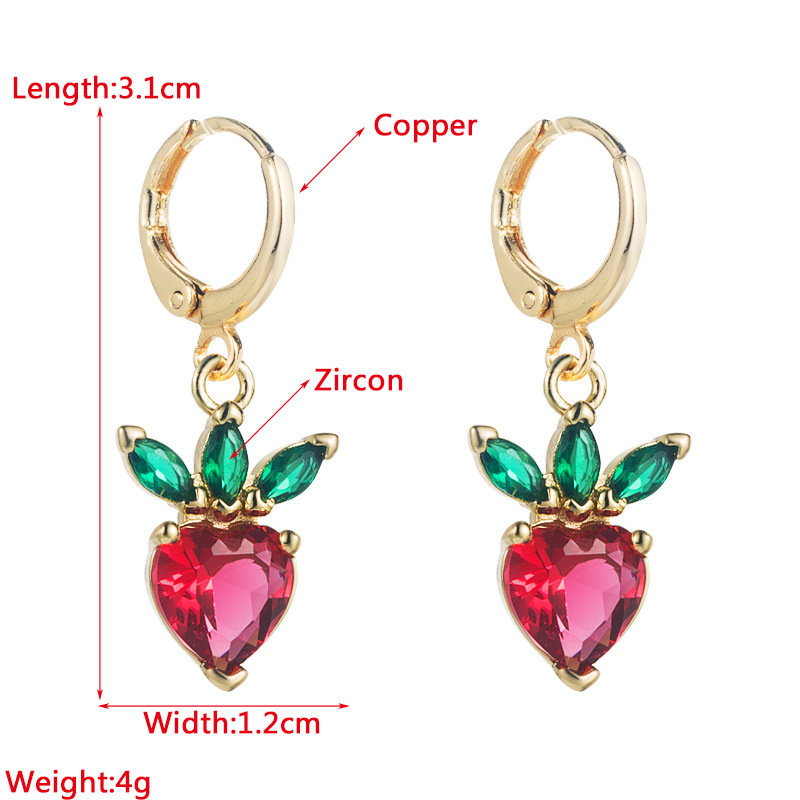 Fashion Fruit Copper Earrings Zircon Copper Earrings display picture 1