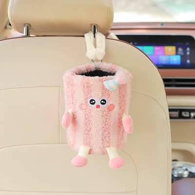 Decorative Supplies, Car tissue box/set - pink-striped-monster-trash-can