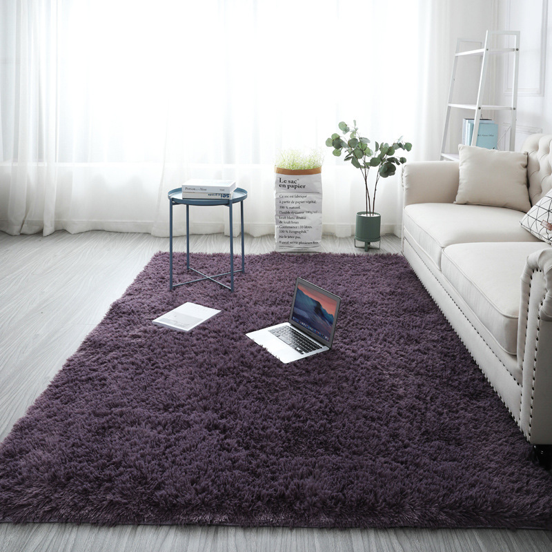 simple alfombra de sala de estar seda doméstica dormitorio chica alfombra de pelo largo mantas de cama estampado sofás de peluche cojín de mesa de té