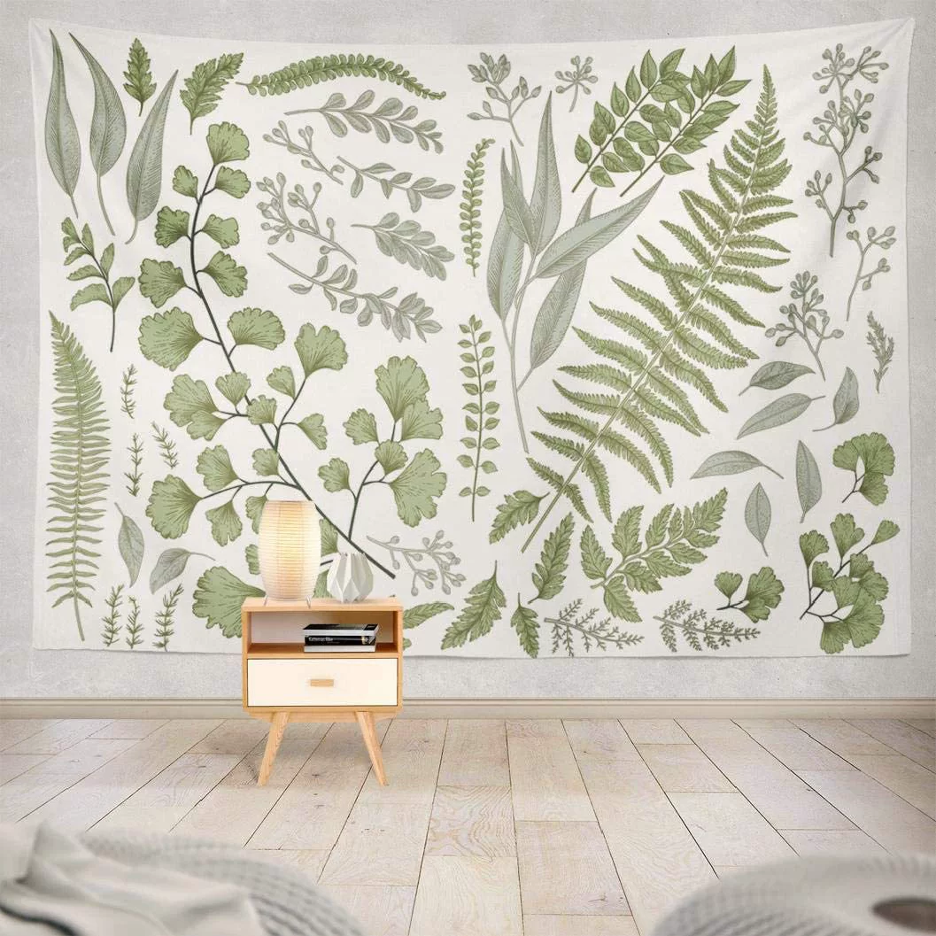 Green white tapestry for bedroom for living room, decorations, polyester