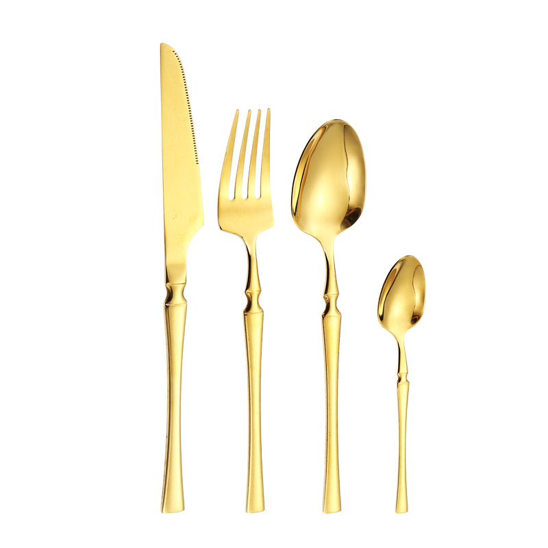 Cross-border Venta caliente de acero inoxidable vajilla traje caja de regalo cuchillo y tenedor conjunto de 24 piezas 6-Persona occidental vajilla cuchillo de carne cuchara de oro