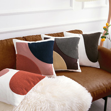现代简约现代毛巾绣全棉刺绣抱枕几何抽象沙发客厅酒店样板间靠垫