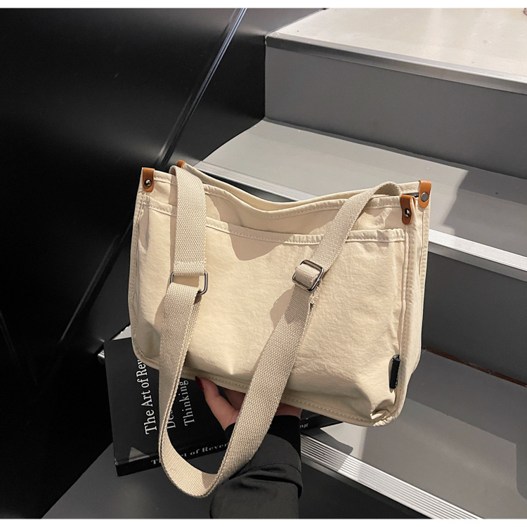 Canvas bag for women, large capacity, new Spring/Summer 2025, simple and versatile, single-shoulder crossbody bag, casual tote bag for school undefined