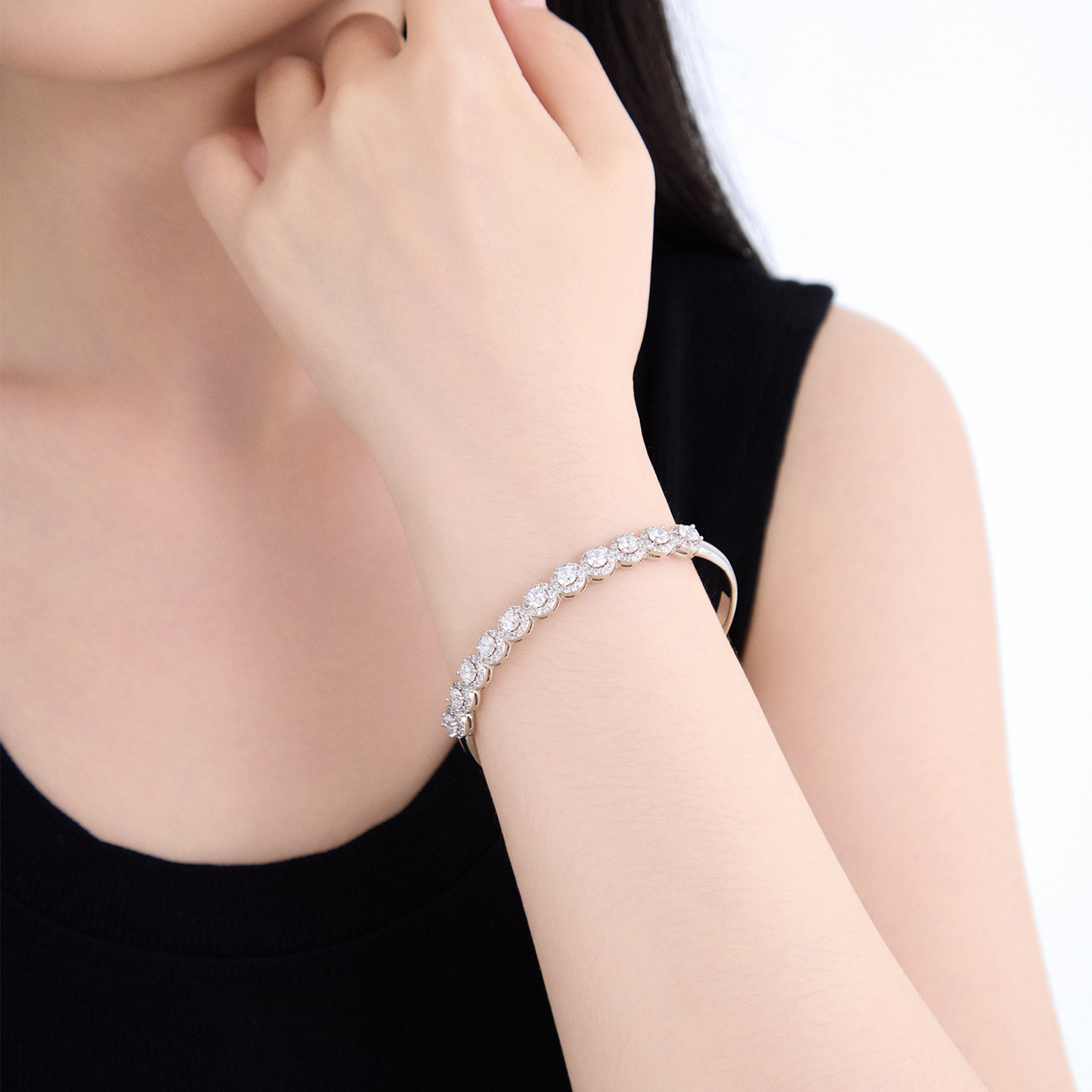 Pulsera con Gemas Artificiales Geométricas de Aleación Galvanizada image 4